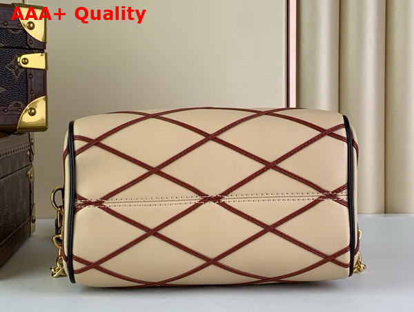 Louis Vuitton Speedy Bandouliere 20 Malletage Pattern Beige and Red Lambskin M24261 Replica