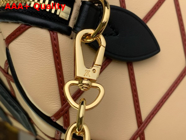 Louis Vuitton Speedy Bandouliere 20 Malletage Pattern Beige and Red Lambskin M24261 Replica