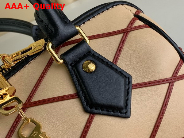 Louis Vuitton Speedy Bandouliere 20 Malletage Pattern Beige and Red Lambskin M24261 Replica