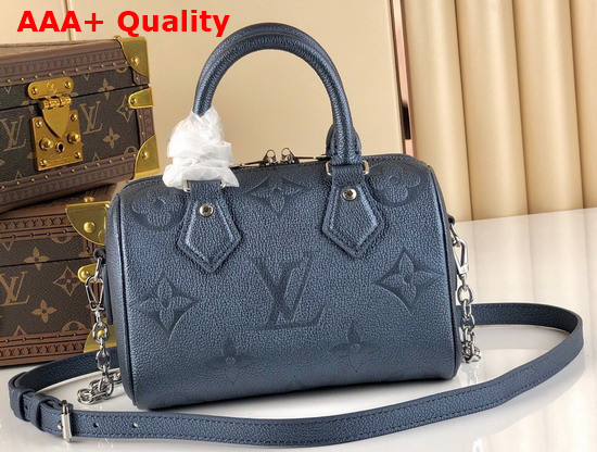 Louis Vuitton Speedy Bandouliere 20 Monogram Empreinte Leather Navy Nacre M58958 Replica