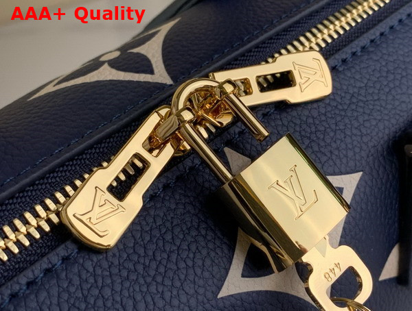 Louis Vuitton Speedy Bandouliere 20 Navy Blue Cream Bicolor Monogram Empreinte Leather M47048 Replica