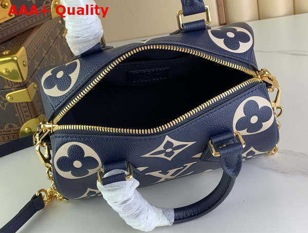 Louis Vuitton Speedy Bandouliere 20 Navy Blue Cream Bicolor Monogram Empreinte Leather M47048 Replica