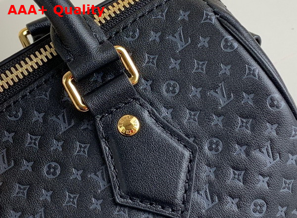 Louis Vuitton Speedy Bandouliere 20 in Black Calfskin with Small Monogram Motif Embossed M22595 Replica