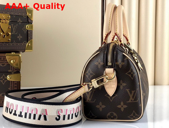 Louis Vuitton Speedy Bandouliere 20 in Monogram Canvas with a Wide Detachable Textile Strap with a Woven Louis Vuitton Signature M45957 Replica