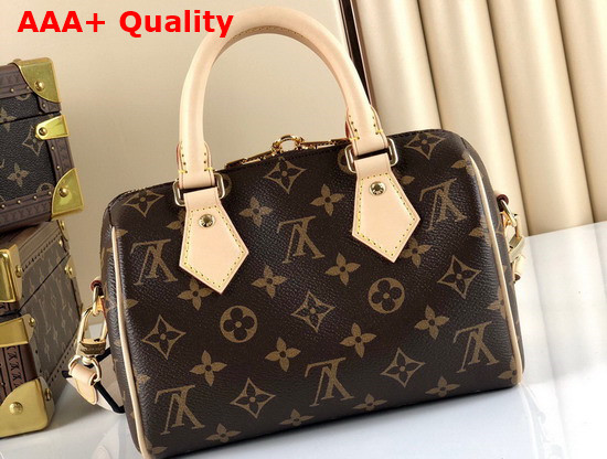 Louis Vuitton Speedy Bandouliere 20 in Monogram Canvas with a Wide Detachable Textile Strap with a Woven Louis Vuitton Signature M45957 Replica