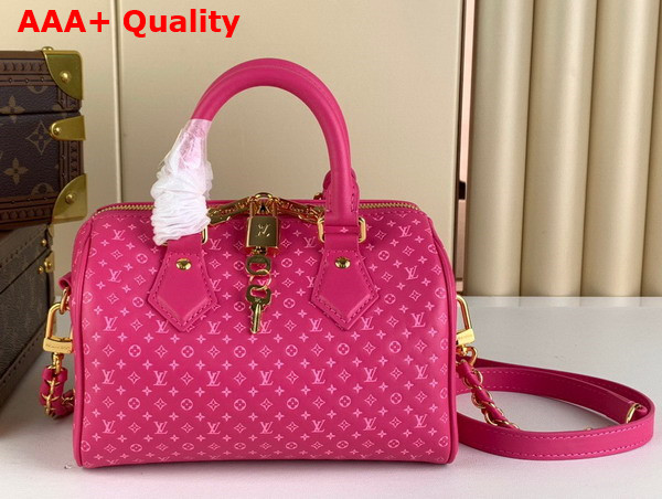 Louis Vuitton Speedy Bandouliere 20 in Pink Small Monogram Motif Embossed Calfskin M22286 Replica