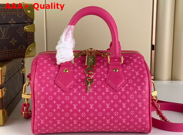 Louis Vuitton Speedy Bandouliere 20 in Pink Small Monogram Motif Embossed Calfskin M22286 Replica