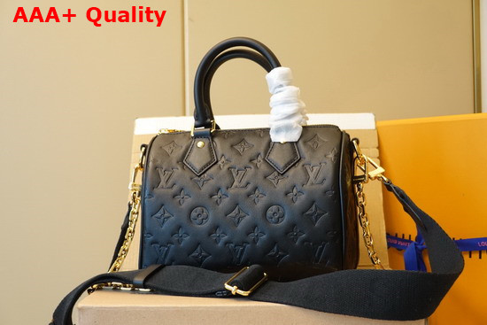 Louis Vuitton Speedy Bandouliere 22 Black Embossed Lambskin Leather M58631 Replica