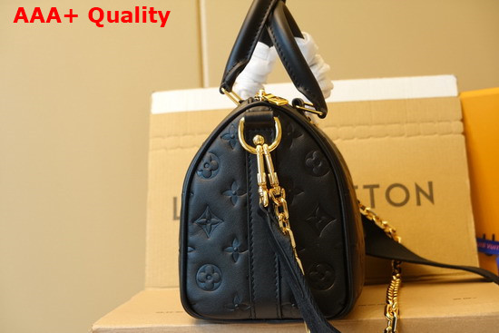 Louis Vuitton Speedy Bandouliere 22 Black Embossed Lambskin Leather M58631 Replica