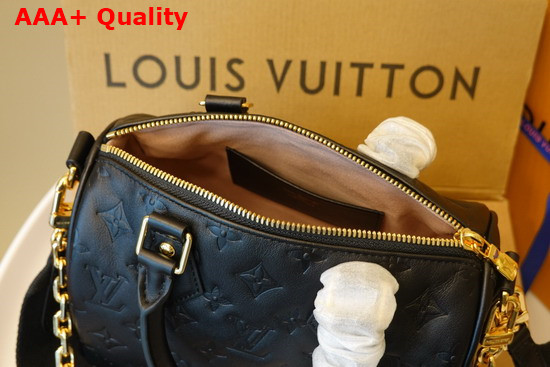 Louis Vuitton Speedy Bandouliere 22 Black Embossed Lambskin Leather M58631 Replica