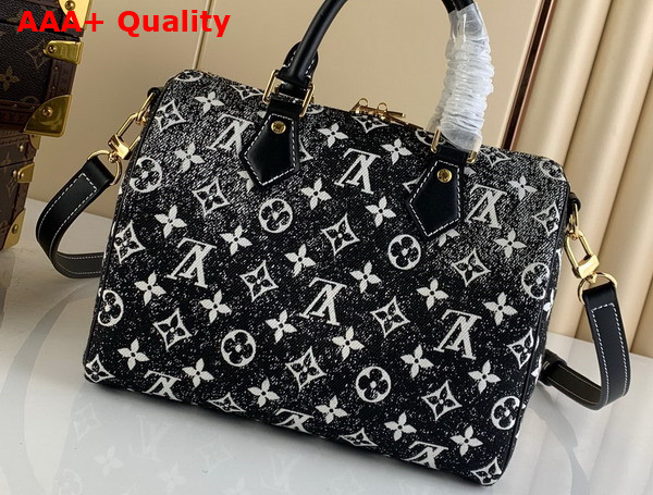 Louis Vuitton Speedy Bandouliere 25 Black Denim Jacquard Textile Replica