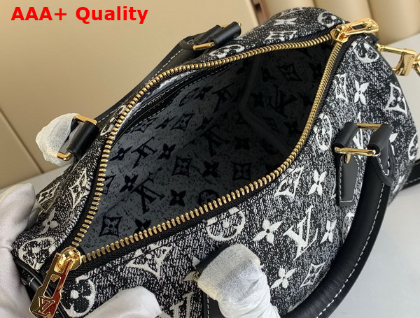 Louis Vuitton Speedy Bandouliere 25 Black Denim Jacquard Textile Replica