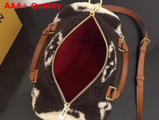 Louis Vuitton Speedy Bandouliere 25 Brown and Creme Beige Shearling M55422 Replica