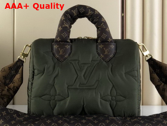 Louis Vuitton Speedy Bandouliere 25 Handbag Khaki Econyl Regenerated Nylon with an Embroidered Monogram Pattern M59009 Replica