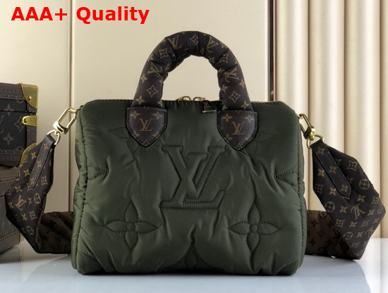 Louis Vuitton Speedy Bandouliere 25 Handbag Khaki Econyl Regenerated Nylon with an Embroidered Monogram Pattern M59009 Replica