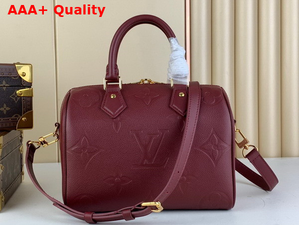 Louis Vuitton Speedy Bandouliere 25 Handbag in Burgundy Monogram Empreinte Leather Replica