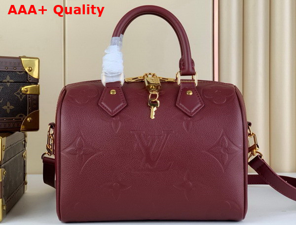 Louis Vuitton Speedy Bandouliere 25 Handbag in Burgundy Monogram Empreinte Leather Replica