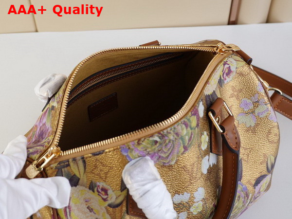 Louis Vuitton Speedy Bandouliere 25 Handbag in Metallic Gold Color Coated Canvas M21317 Replica