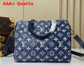 Louis Vuitton Speedy Bandouliere 25 Navy Blue Denim Jacquard Textile M59609 Replica