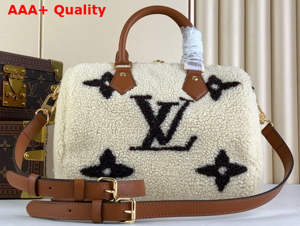 Louis Vuitton Speedy Bandouliere 25 in Cream and Brown Shearling M23468 Replica