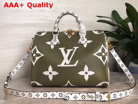 Louis Vuitton Speedy Bandouliere 30 Cream Monogram Coated Canvas Mix of Oversized and Mini Monogram Motifs M44572 Replica