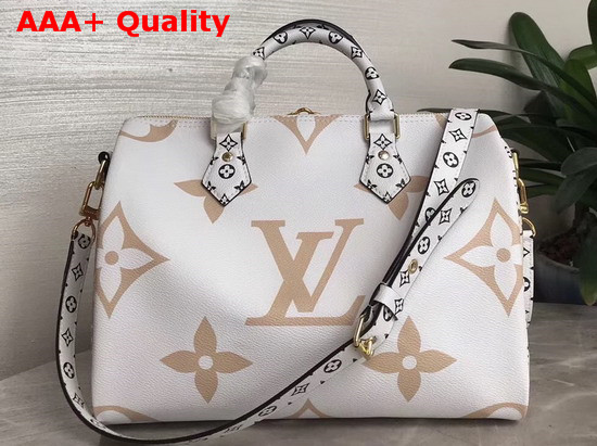 Louis Vuitton Speedy Bandouliere 30 Cream Monogram Coated Canvas Mix of Oversized and Mini Monogram Motifs M44572 Replica