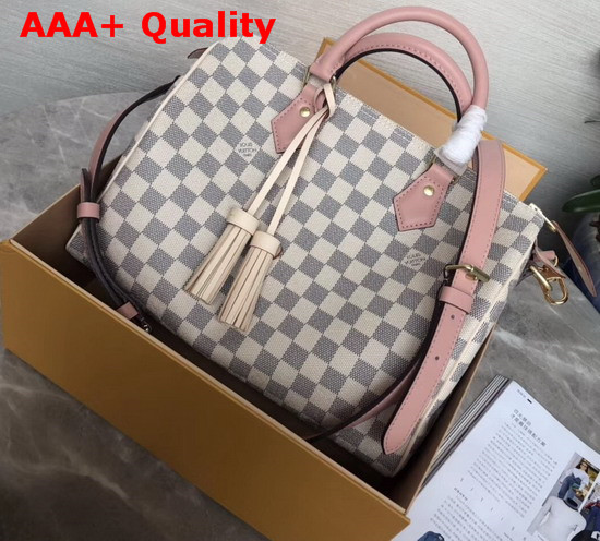 Louis Vuitton Speedy Bandouliere 30 Damier Azur Canvas with Pink Cowhide Leather Trim Replica