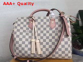 Louis Vuitton Speedy Bandouliere 30 Damier Azur Canvas with Pink Cowhide Leather Trim Replica