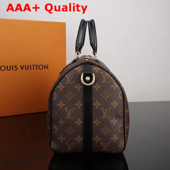 Louis Vuitton Speedy Bandouliere 30 Monogram Canvas with Black Leather Replica