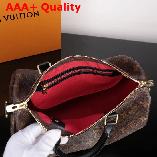 Louis Vuitton Speedy Bandouliere 30 Monogram Canvas with Black Leather Replica