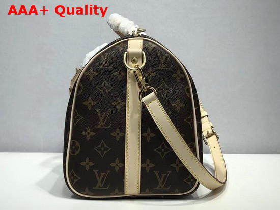 Louis Vuitton Speedy Bandouliere 30 Monogram Coated Canvas with Gold or Silver Tone Fused Metallic Foil Motifs M44365 Replica