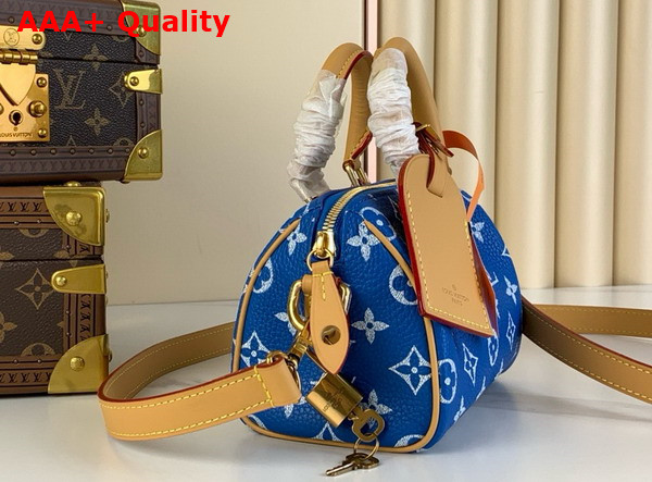 Louis Vuitton Speedy P9 Bandouliere 18 Bag in Blue Monogram Leather Replica