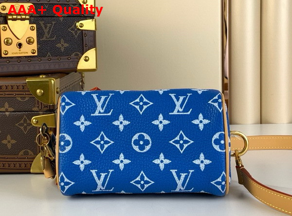 Louis Vuitton Speedy P9 Bandouliere 18 Bag in Blue Monogram Leather Replica