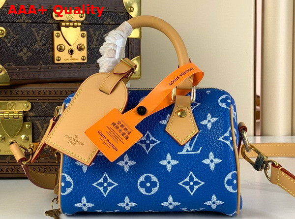 Louis Vuitton Speedy P9 Bandouliere 18 Bag in Blue Monogram Leather Replica