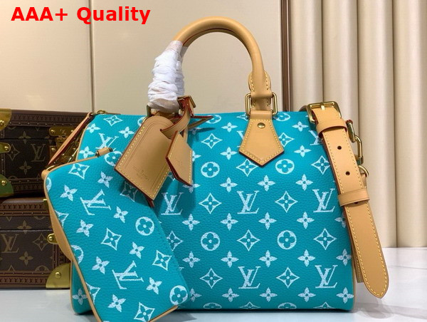 Louis Vuitton Speedy P9 Bandouliere 30 Bag in Turquoise Monogram Leather Replica