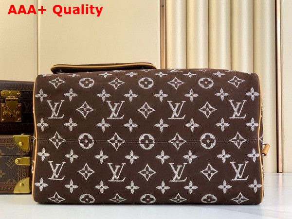 Louis Vuitton Speedy P9 Bandouliere 40 Bag in Brown Monogram Suede Leather Replica