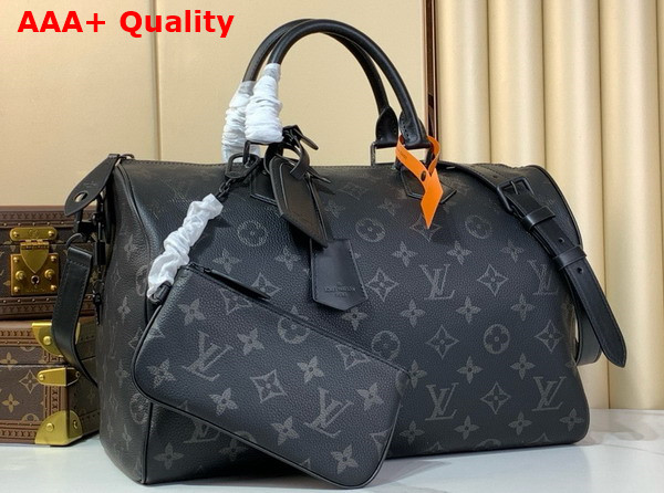 Louis Vuitton Speedy P9 Bandouliere 40 Handbag in Black Monogram Leather Replica