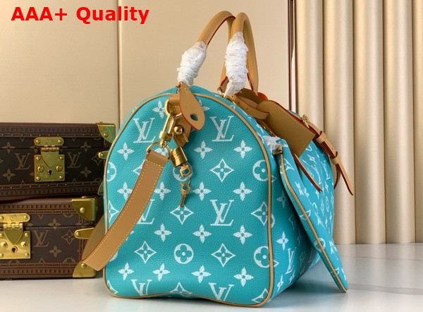 Louis Vuitton Speedy P9 Bandouliere 40 Turquoise Monogram Leather Replica