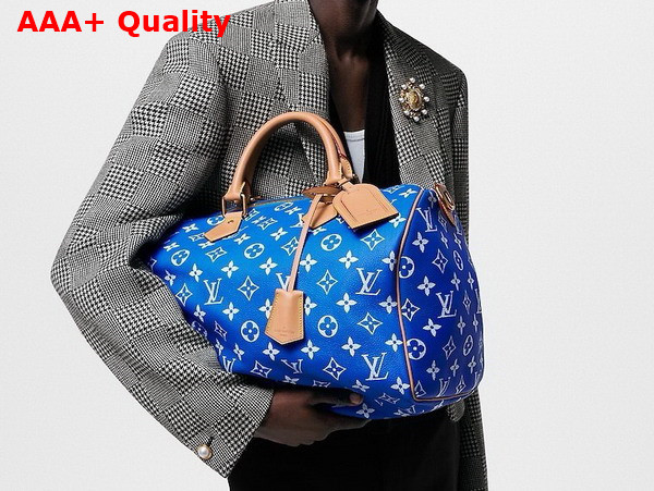 Louis Vuitton Speedy P9 Bandouliere 40 in Blue Monogram Leather M24418 Replica