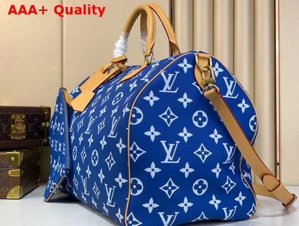 Louis Vuitton Speedy P9 Bandouliere 50 Handbag in Blue Monogram Leather Replica