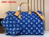 Louis Vuitton Speedy P9 Bandouliere 50 Handbag in Blue Monogram Leather Replica