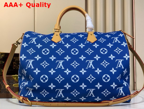 Louis Vuitton Speedy P9 Bandouliere 50 Handbag in Blue Monogram Leather Replica