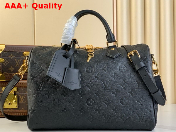 Louis Vuitton Speedy Soft 30 in Black Supple Monogram Empreinte Cowhide Leather M47186 Replica