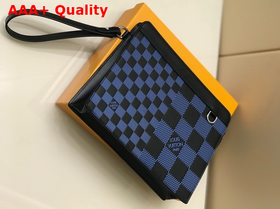 Louis Vuitton Standing Pouch Navy Blue and Black Damier Infini 3D Cowhide Leather N60448 Replica