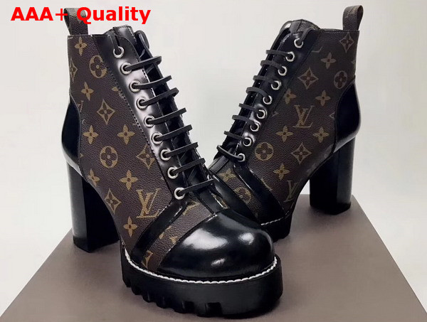 Louis Vuitton Star Trail Ankle Boot Black Calf Leather and Monogram Canvas 1A2Y7W Replica