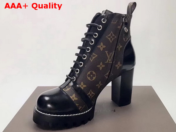 Louis Vuitton Star Trail Ankle Boot Black Calf Leather and Monogram Canvas 1A2Y7W Replica