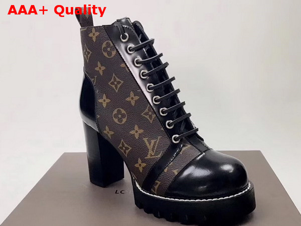 Louis Vuitton Star Trail Ankle Boot Black Calf Leather and Monogram Canvas 1A2Y7W Replica