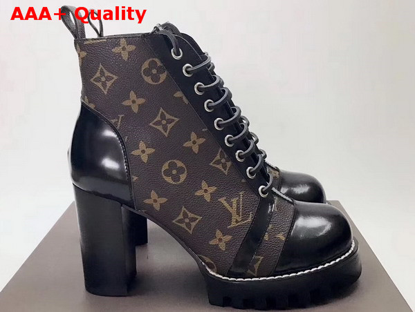 Louis Vuitton Star Trail Ankle Boot Black Calf Leather and Monogram Canvas 1A2Y7W Replica