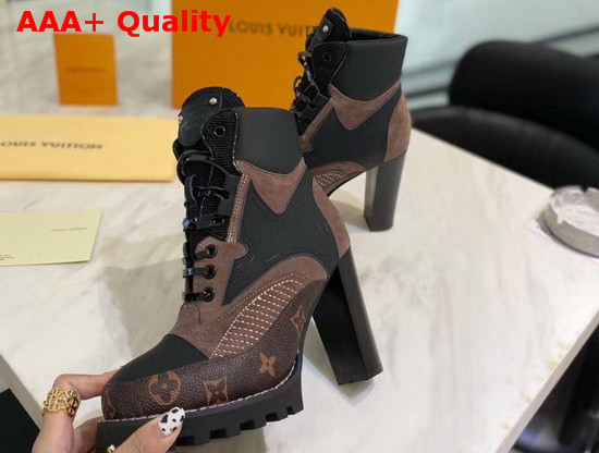 Louis Vuitton Star Trail Ankle Boot Khaki Green Calf Leather and Suede Calf Leather 1A86OF Replica