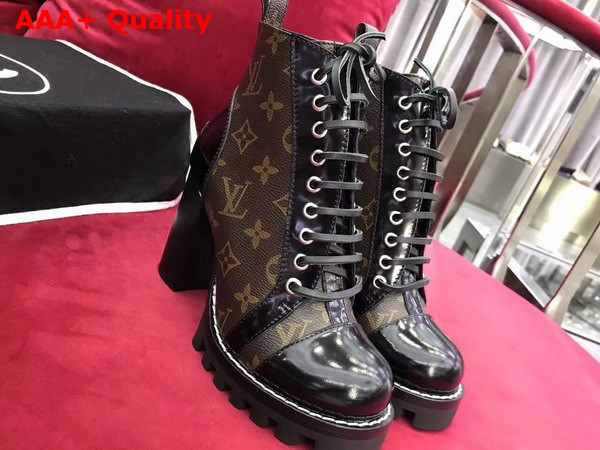 Louis Vuitton Star Trail Ankle Boot Monogram Canvas and Black Glazed Calf Leather 1A2Y7U Replica